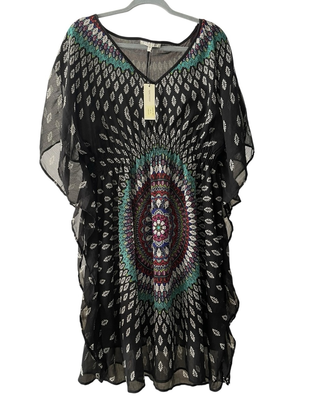 Speed Control New York 3X Black Kaftan Dress Boho Mandala Print Plus Size NWT